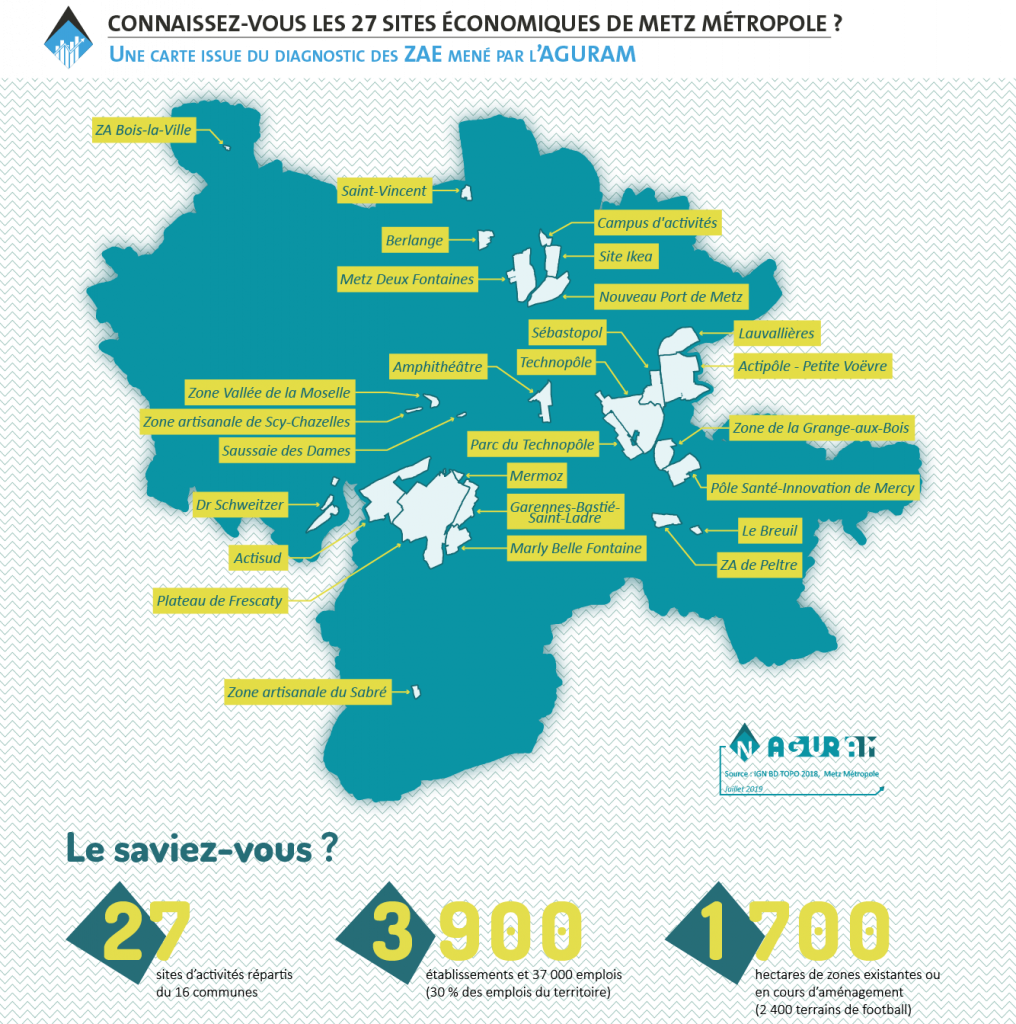 Carte ZAE Metz Métropole