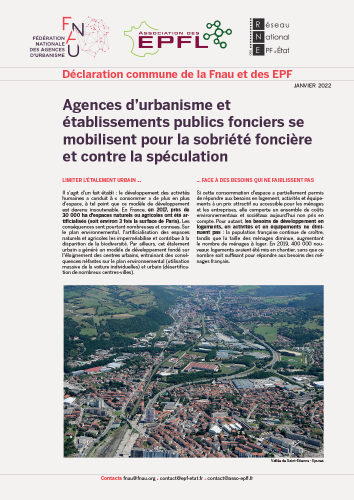 AGENCES D’URBANISME ET ÉTABLISSEMENTS PUBLICS FONCIERS SE MOBILISENT POUR LA SOBRIÉTÉ FONCIÈRE ET CONTRE LA SPÉCULATION